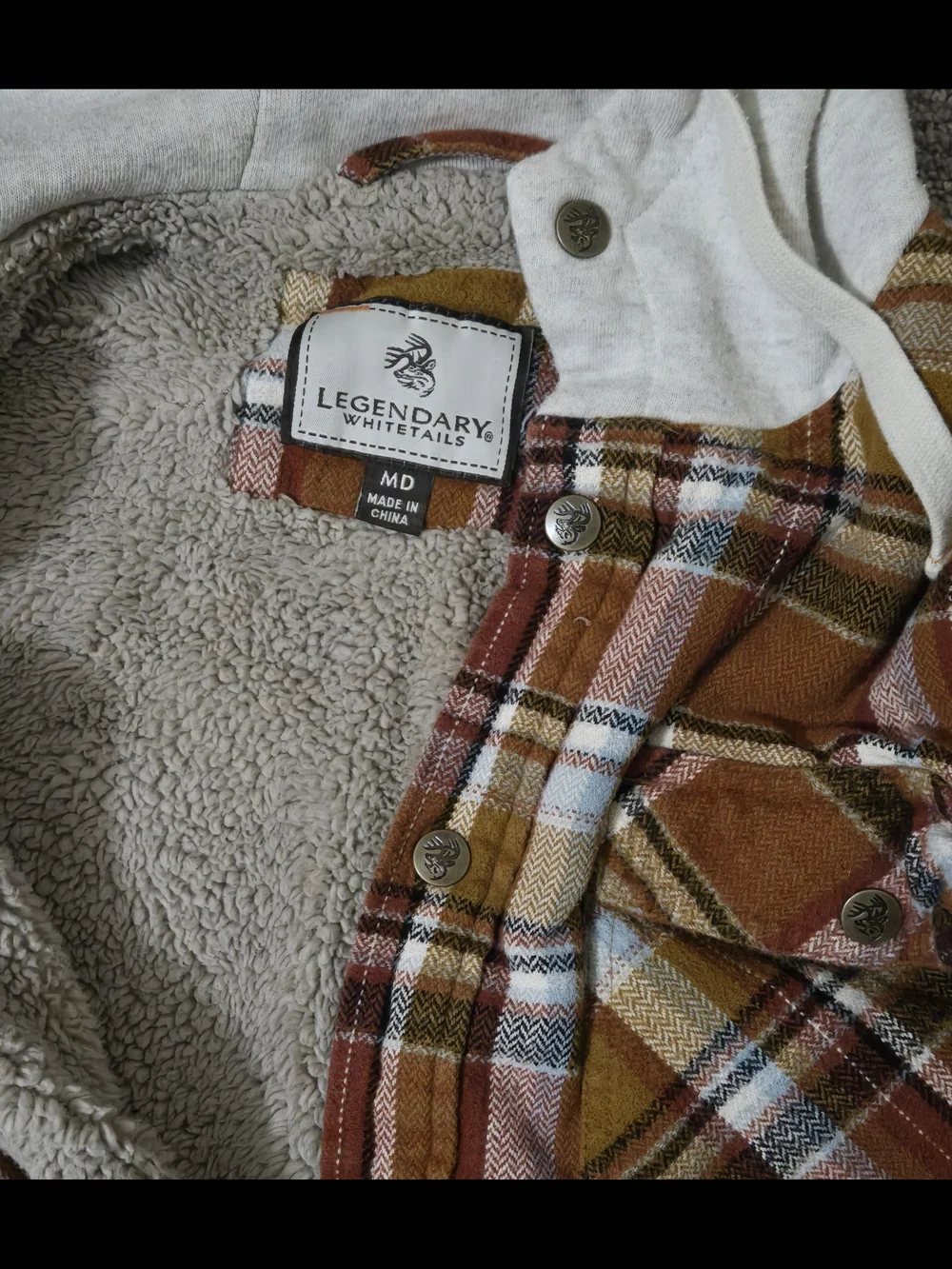 Legendary Whitetails Hooded Plaid Sherpa-Lined Jacket - Brown/Olive